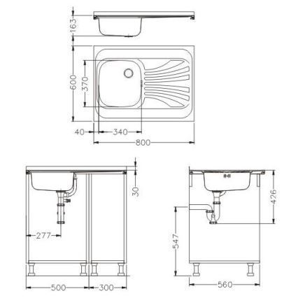 ALVEUS SETA24019 - Küchenbecken CLASSIC 80x60 cm + Armatur mit flexiblem Auslauf MINTAS 34 cm gebürsteter Edelstahl/schwarz