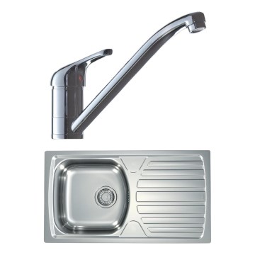 ALVEUS SETA259 - Spüle BASIC 78x43,5 cm + RIVIERA Armatur 14,8 cm satin/glänzend chrom