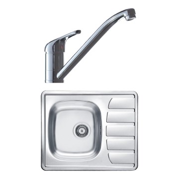 ALVEUS SETA265 - Küchenspüle ZOOM 61,5x50 cm + Spülenarmatur RIVIERA 14,8 cm satin/glänzend chrom