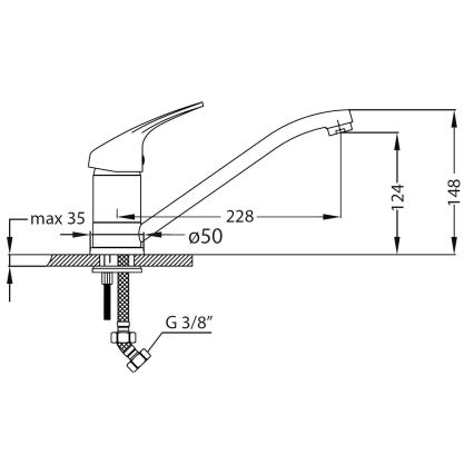 ALVEUS SETA265 - Küchenspüle ZOOM 61,5 x 50 cm + Spültischarmatur RIVIERA 14,8 cm Satin/Hochglanzchrom