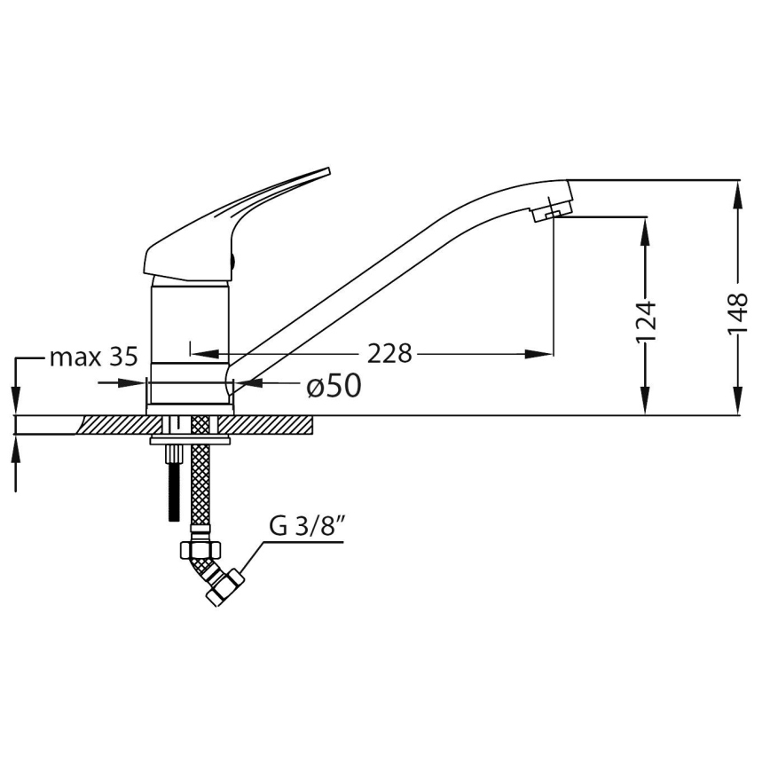 ALVEUS SETA265 - Küchenspüle ZOOM 61,5 x 50 cm + Spültischarmatur RIVIERA 14,8 cm Satin/Hochglanzchrom