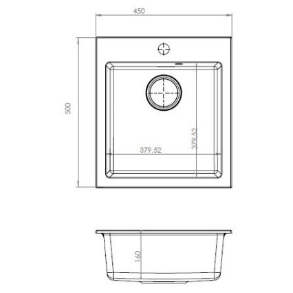 ALVEUS SETA737 - Küchenspüle CORTINA 50x45 cm + Spültischarmatur TONIA 29,5 cm mit flexiblem Auslauf, Granit/mattes Schwarz