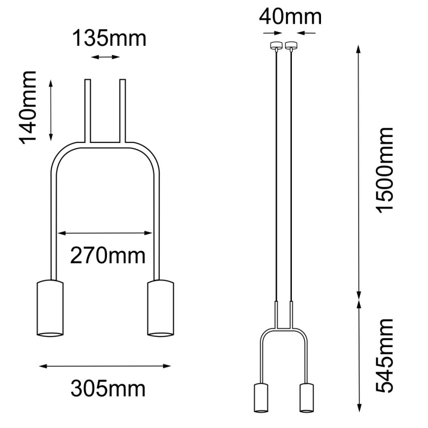 Amplex - Hängeleuchte 2xGU10/15W/230V