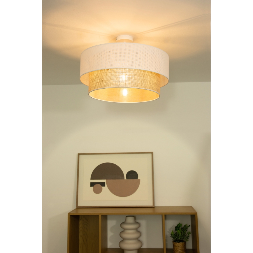 Anbau-Deckenleuchte BORHO 1xE27/60W/230V Ø 50 cm weiß/jute
