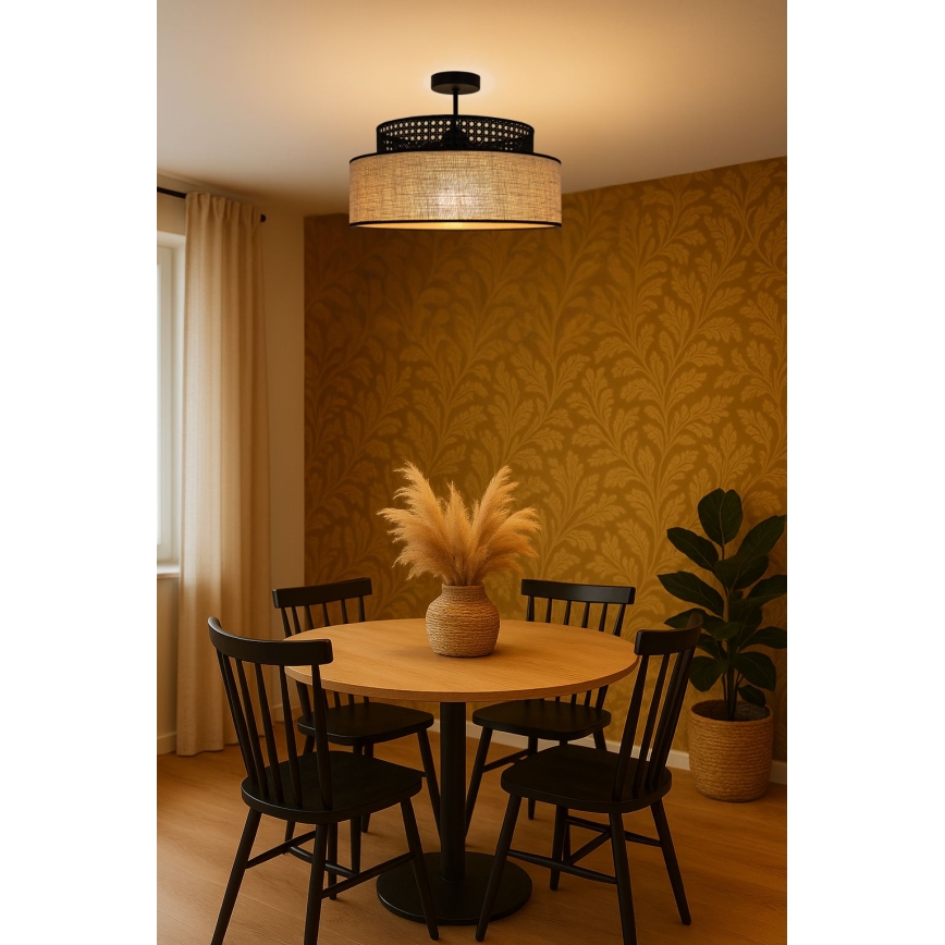 Anbauleuchte BOHO 1xE27/60W/230V schwarz/Rattan