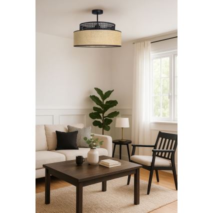 Anbauleuchte BOHO 1xE27/60W/230V schwarz/Rattan