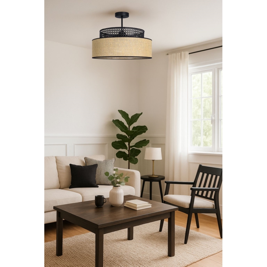 Anbauleuchte BOHO 1xE27/60W/230V schwarz/Rattan