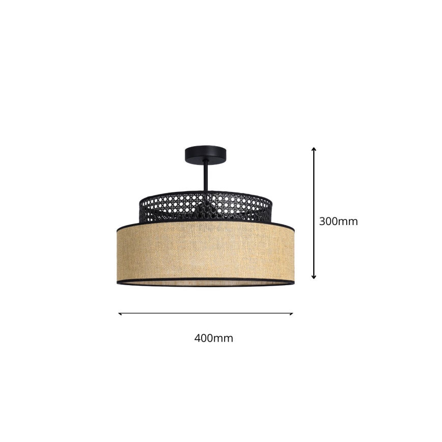 Anbauleuchte BOHO 1xE27/60W/230V schwarz/Rattan