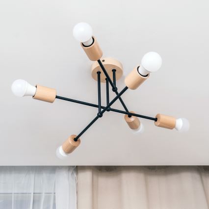 Anbauleuchte CAMBRIDGE 6xE27/15W/230V Kiefer