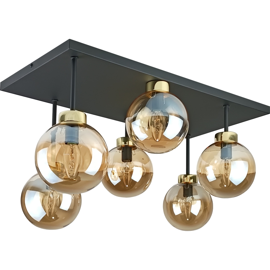 Anbauleuchte DEA 6xE14/60W/230V schwarz/golden/rauchig beige