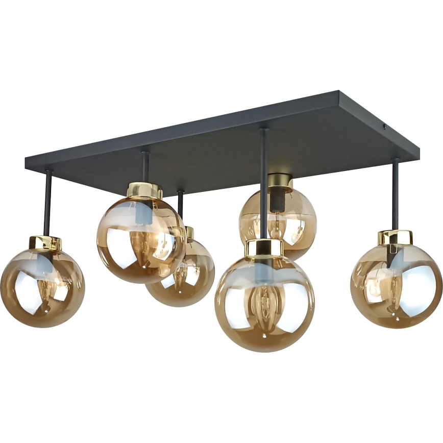 Anbauleuchte DEA 6xE14/60W/230V schwarz/golden/rauchig beige