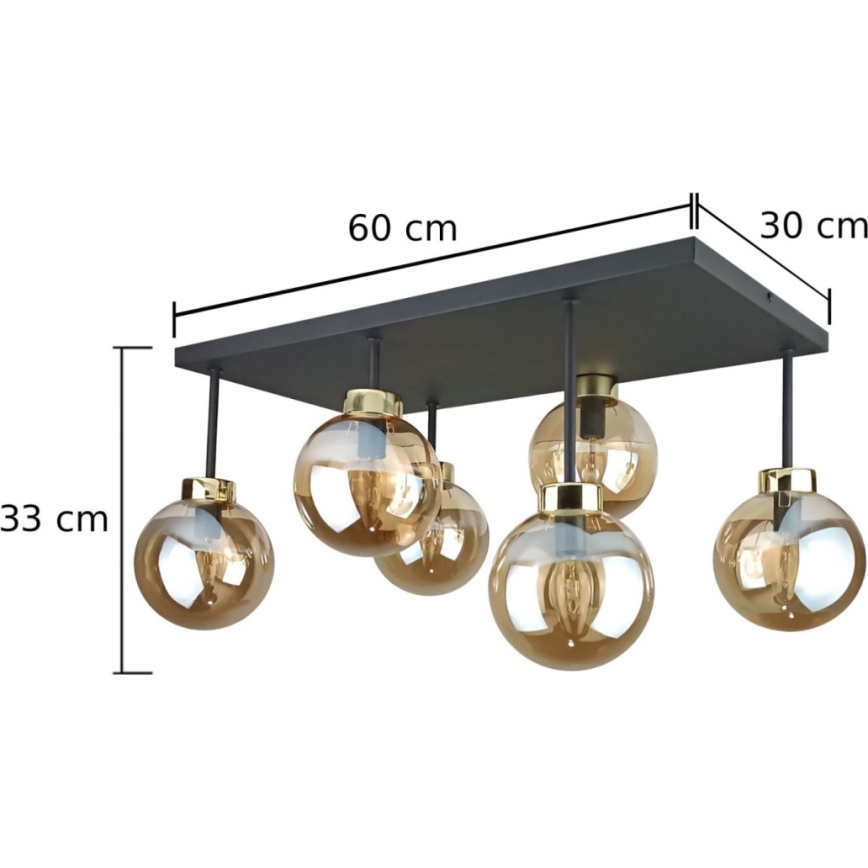 Anbauleuchte DEA 6xE14/60W/230V schwarz/golden/rauchig beige