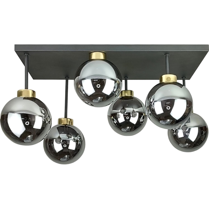Anbauleuchte DEA 6xE14/60W/230V schwarz/golden/rauchig schwarz
