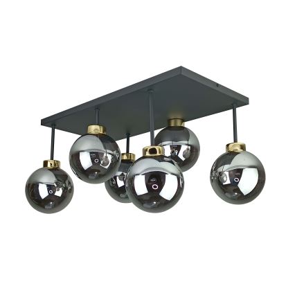 Anbauleuchte DEA 6xE14/60W/230V schwarz/golden/rauchig schwarz