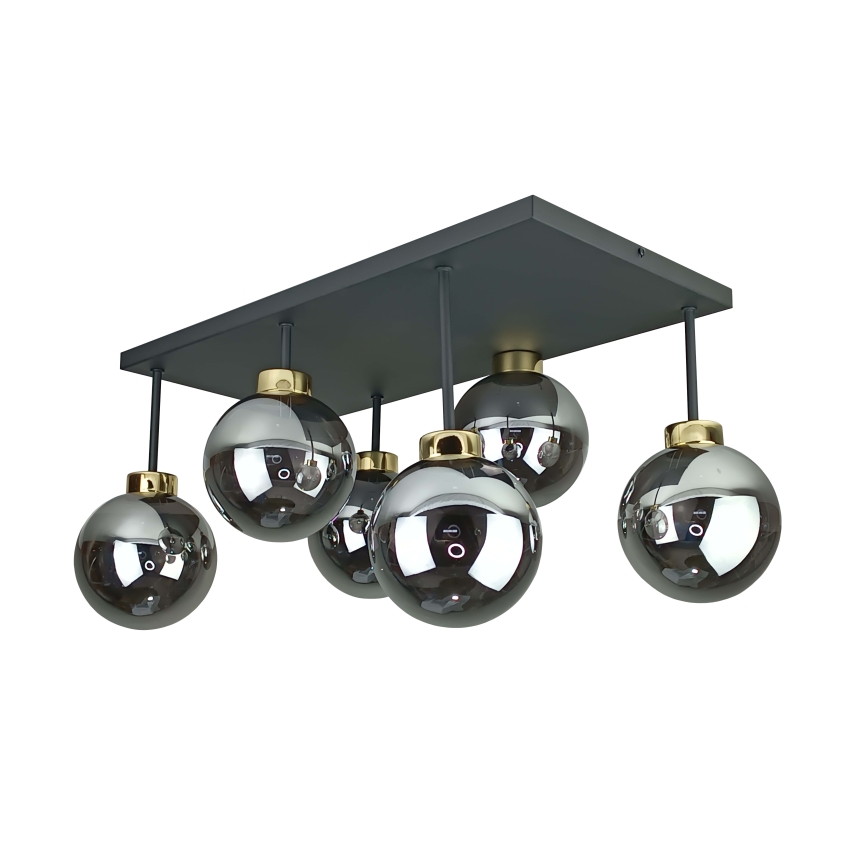 Anbauleuchte DEA 6xE14/60W/230V schwarz/golden/rauchig schwarz