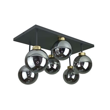 Anbauleuchte DEA 6xE14/60W/230V schwarz/golden/rauchig schwarz