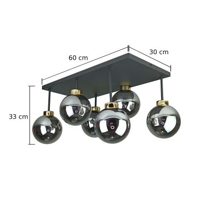 Anbauleuchte DEA 6xE14/60W/230V schwarz/golden/rauchig schwarz