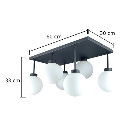 Anbauleuchte DEA 6xE14/60W/230V schwarz/weiß