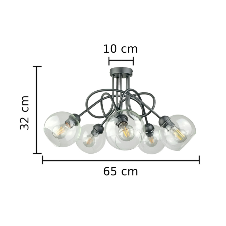 Anbauleuchte EVIE 5xE27/60W/230V anthrazit/klar