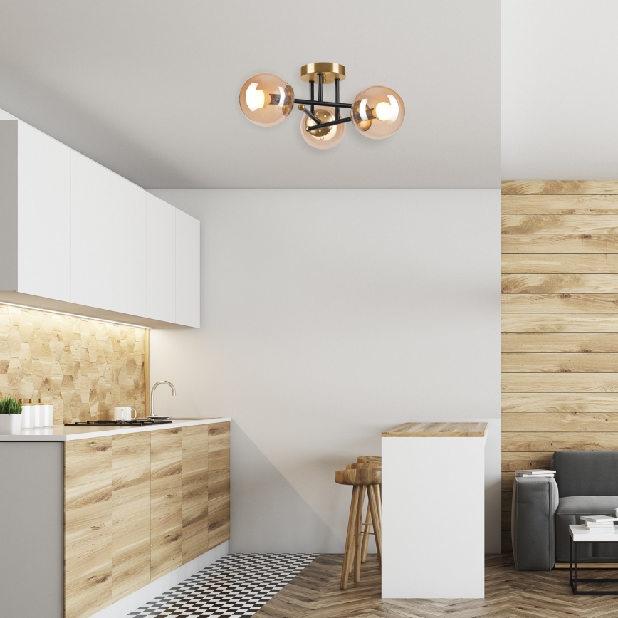 Anbauleuchte MALENA 3xE14/5W/230V golden/schwarz/rauchig beige