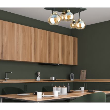 Anbauleuchte NESSA 6xE27/60W/230V schwarz/golden/rauchig beige