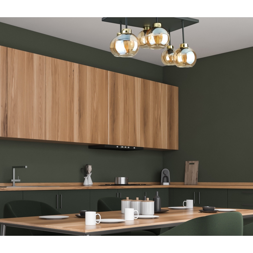 Anbauleuchte NESSA 6xE27/60W/230V schwarz/golden/rauchig beige