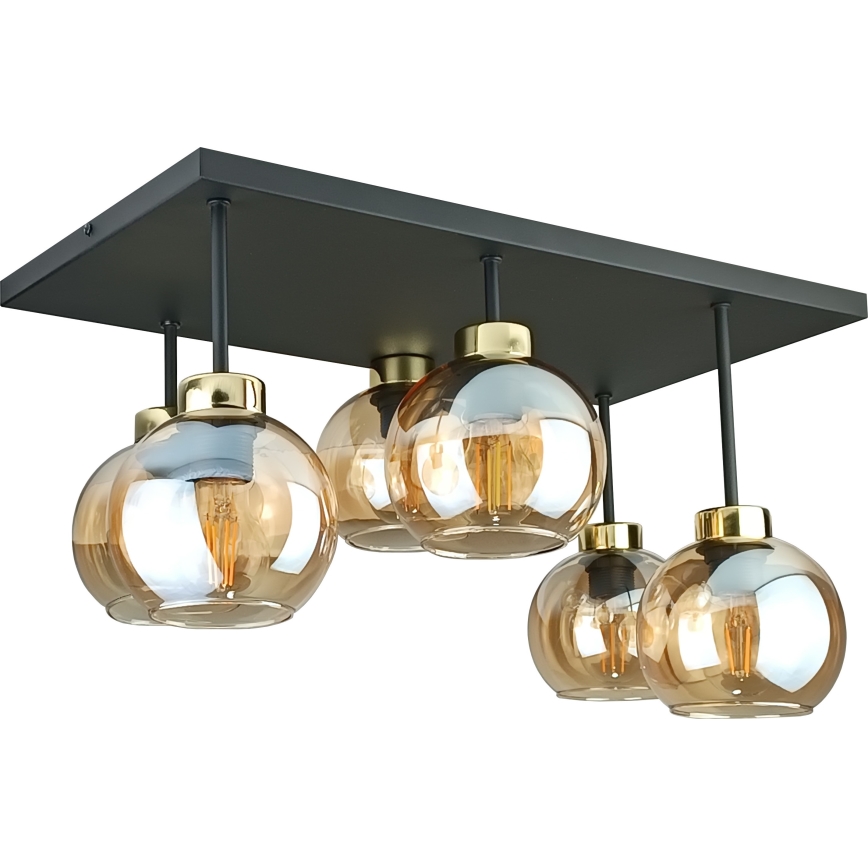 Anbauleuchte NESSA 6xE27/60W/230V schwarz/golden/rauchig beige