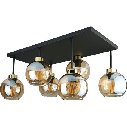 Anbauleuchte NESSA 6xE27/60W/230V schwarz/golden/rauchig beige