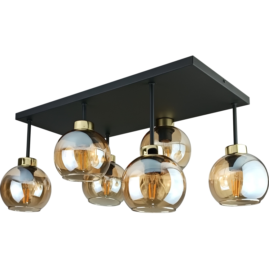 Anbauleuchte NESSA 6xE27/60W/230V schwarz/golden/rauchig beige