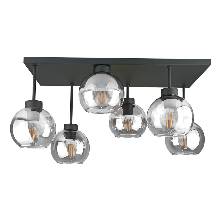 Anbauleuchte NESSA 6xE27/60W/230V schwarz/klar