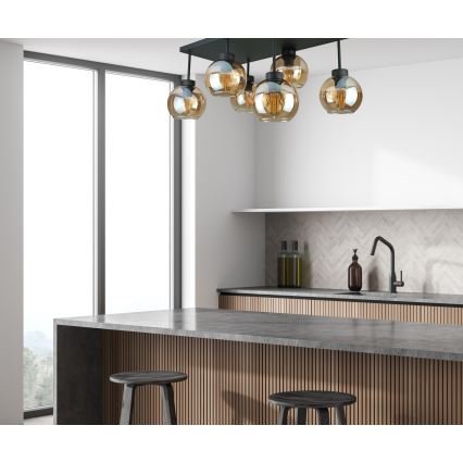 Anbauleuchte NESSA 6xE27/60W/230V schwarz/rauchig beige