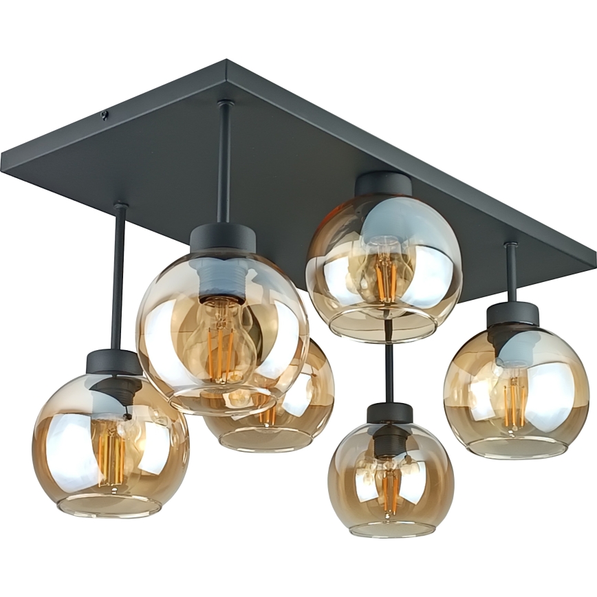 Anbauleuchte NESSA 6xE27/60W/230V schwarz/rauchig beige