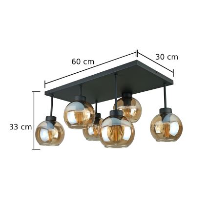 Anbauleuchte NESSA 6xE27/60W/230V schwarz/rauchig beige