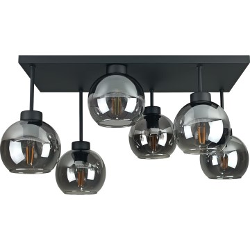 Anbauleuchte NESSA 6xE27/60W/230V schwarz/rauchig schwarz