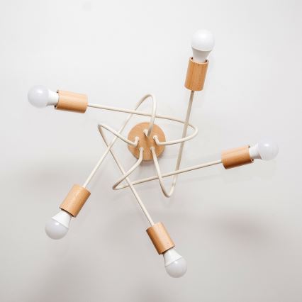 Anbauleuchte OXFORD 5xE27/15W/230V Kiefer/Creme