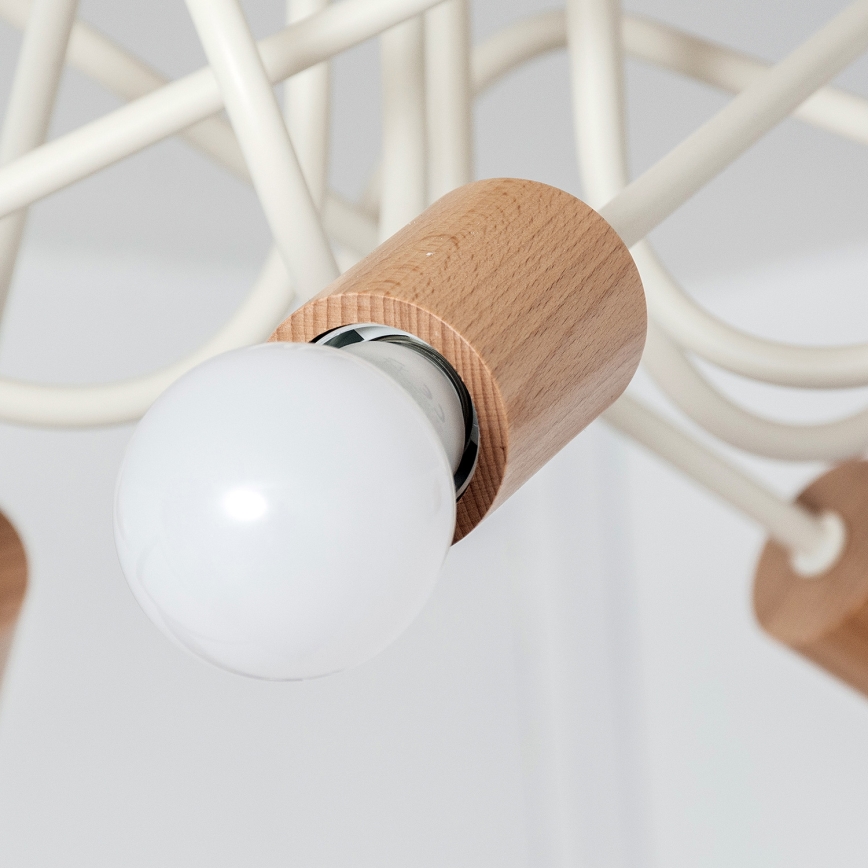 Anbauleuchte OXFORD 5xE27/15W/230V Kiefer/Creme