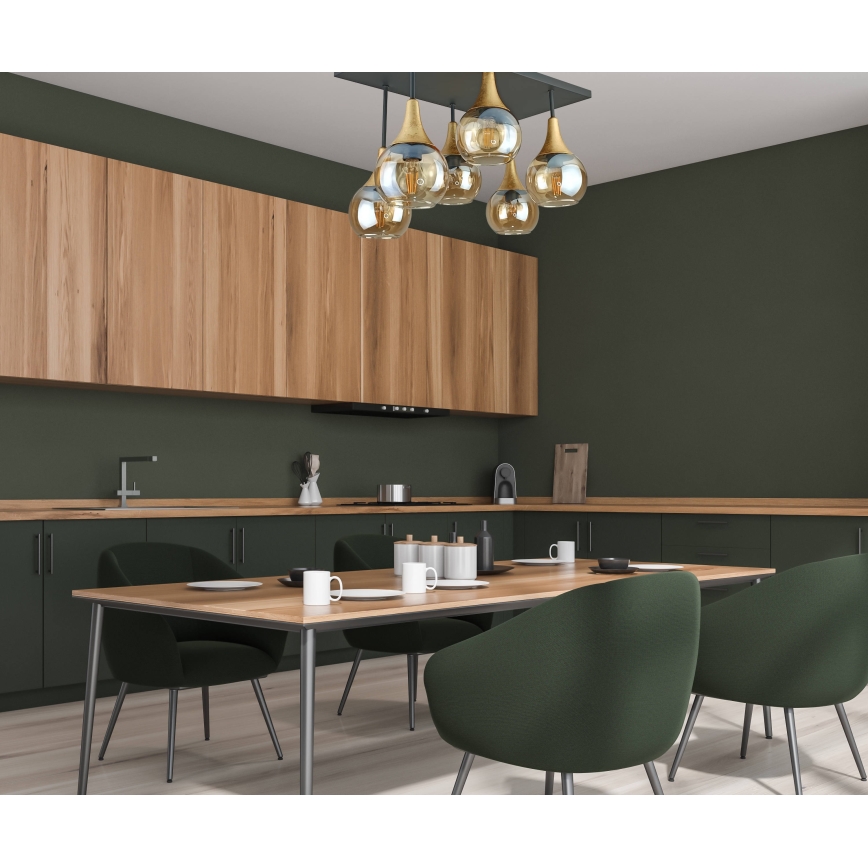 Anbauleuchte SOMA 6xE27/60W/230V schwarz/golden/rauchig beige