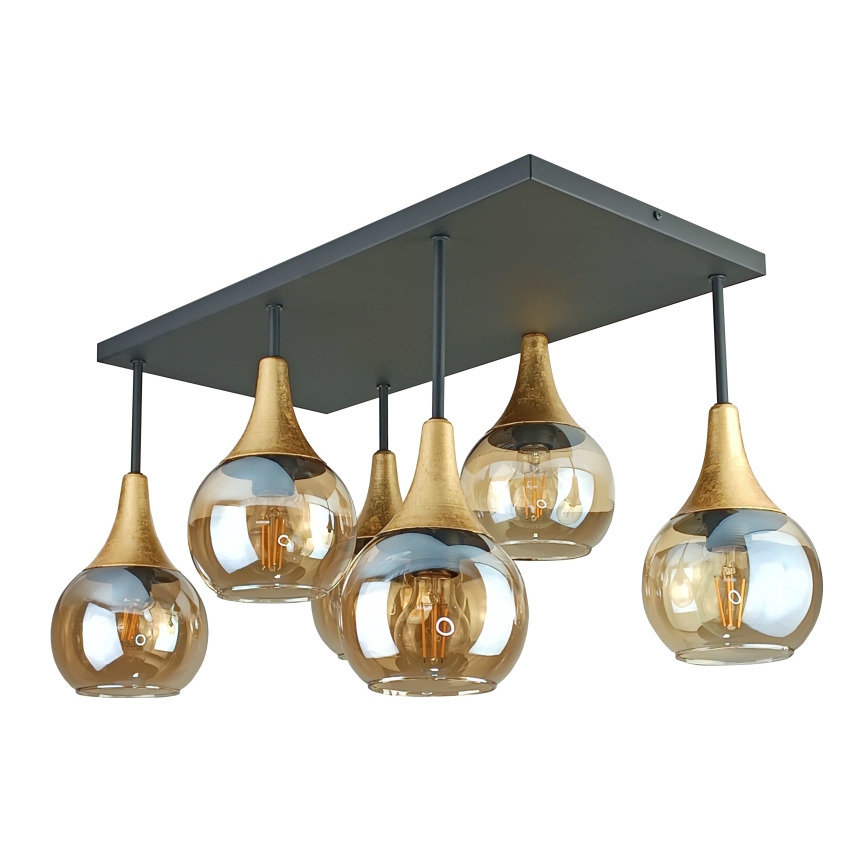 Anbauleuchte SOMA 6xE27/60W/230V schwarz/golden/rauchig beige