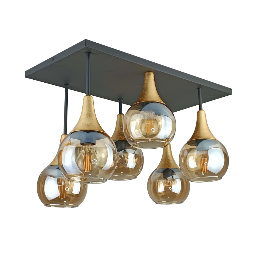 Anbauleuchte SOMA 6xE27/60W/230V schwarz/golden/rauchig beige