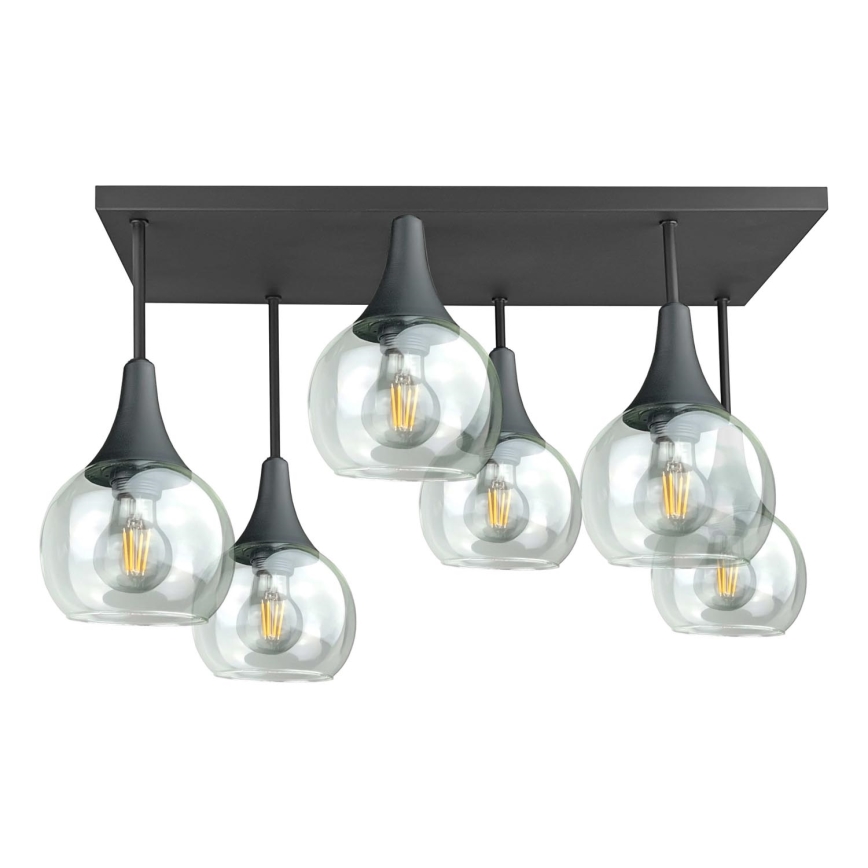 Anbauleuchte SOMA 6xE27/60W/230V schwarz/klar