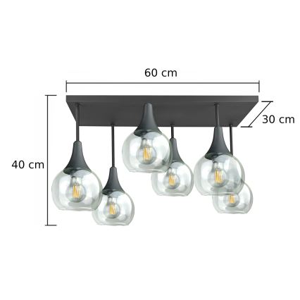 Anbauleuchte SOMA 6xE27/60W/230V schwarz/klar