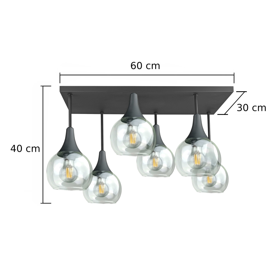 Anbauleuchte SOMA 6xE27/60W/230V schwarz/klar