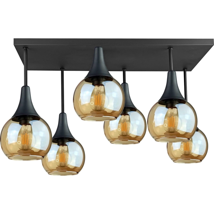Anbauleuchte SOMA 6xE27/60W/230V schwarz/rauchig beige