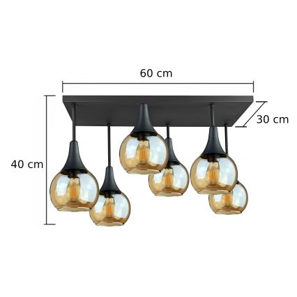 Anbauleuchte SOMA 6xE27/60W/230V schwarz/rauchig beige