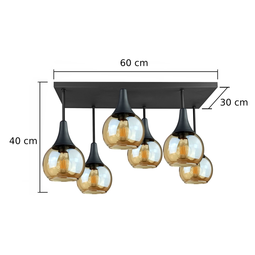 Anbauleuchte SOMA 6xE27/60W/230V schwarz/rauchig beige