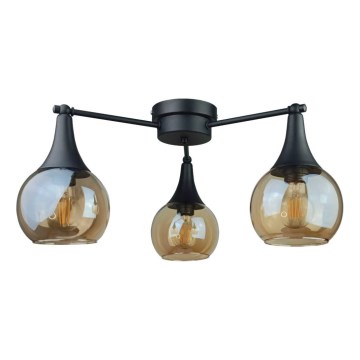 Anbauleuchte STAR 3xE27/60W/230V schwarz/rauchig beige