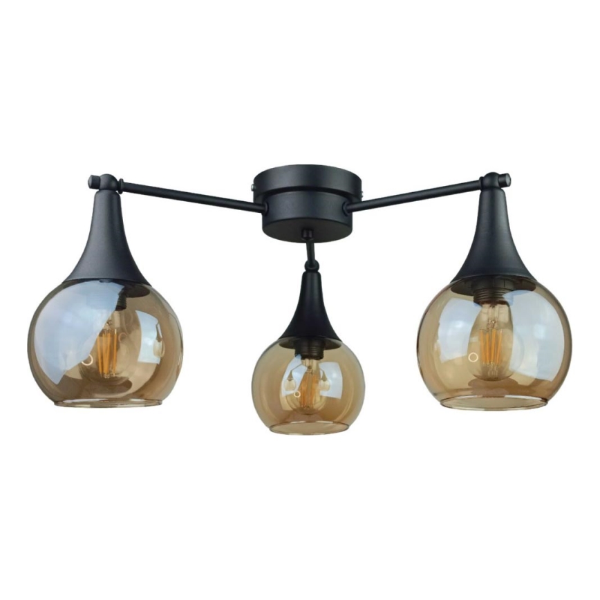 Anbauleuchte STAR 3xE27/60W/230V schwarz/rauchig beige