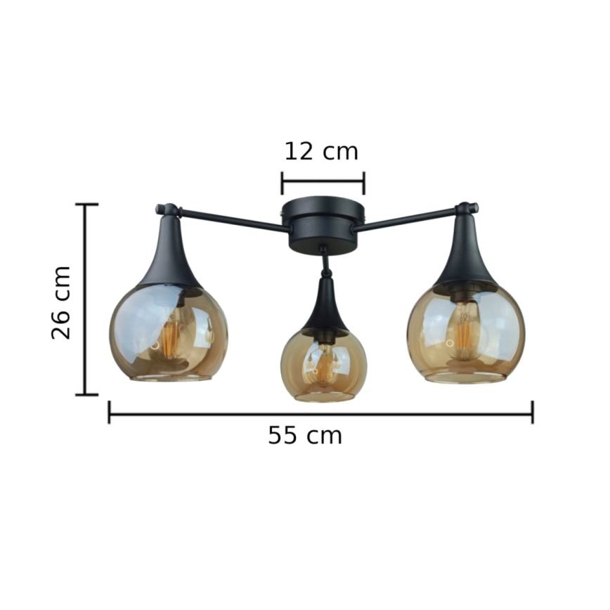 Anbauleuchte STAR 3xE27/60W/230V schwarz/rauchig beige
