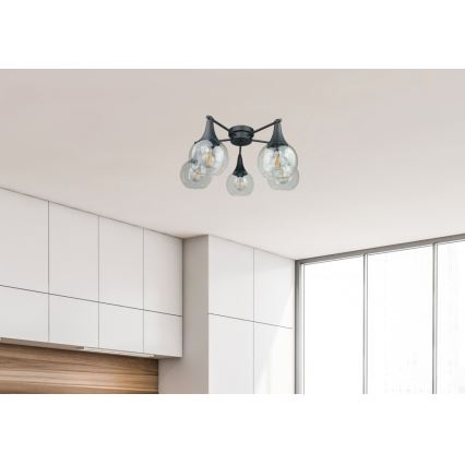 Anbauleuchte STAR 5xE27/60W/230V schwarz/klar