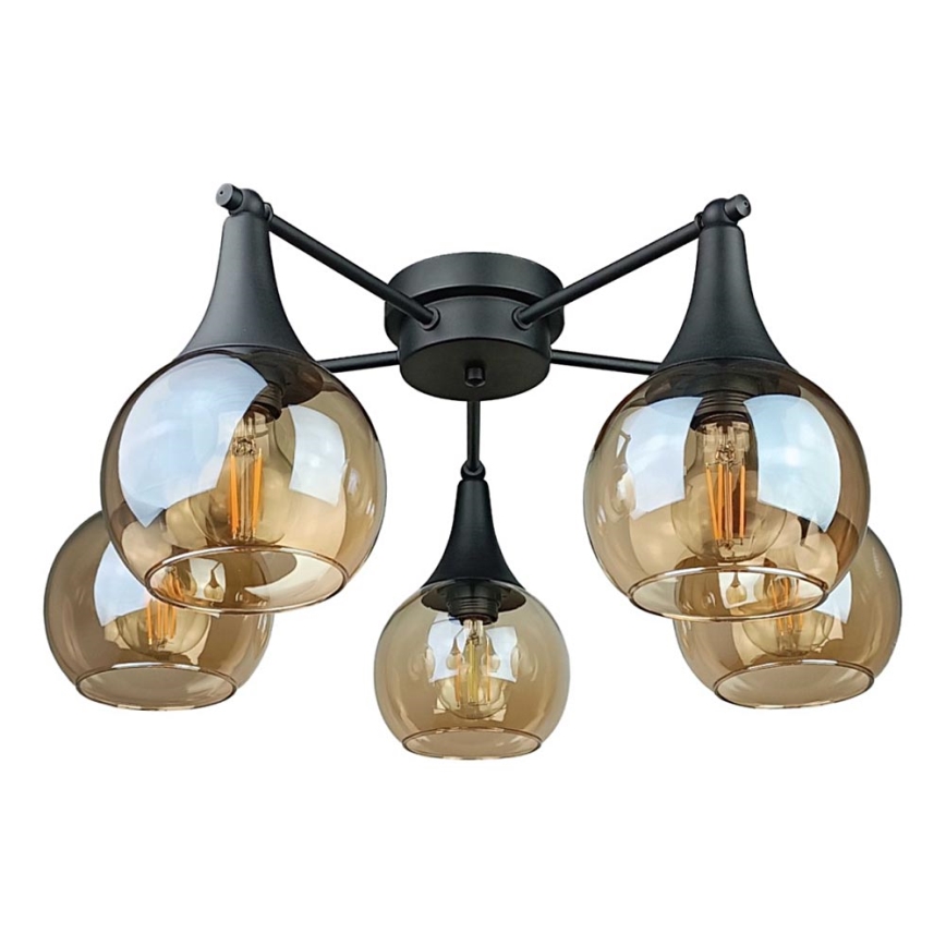 Anbauleuchte STAR 5xE27/60W/230V schwarz/rauchig beige